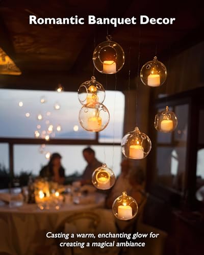 Homemory 72-Pack Novelty Flickering Flameless Tea Lights, 200+Hours Battery Operated, Fake Electric LED Votive Candles for Small Wedding Table Centerpieces, Proposals, Anniversaries - color: Bright Amber Glow, White Base, size: Pack of 72