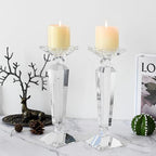 Crystal Candle Holders Set of 2,Crystal Taper/Pillar Candlestick Holders,Ultra Elegant & Modern Centerpiece Home Décor,Wedding(12inch Tall) - size: 12"