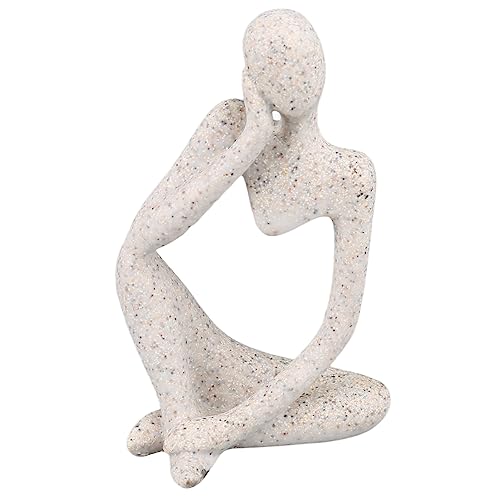 Abstract Thinker Statue | Synthetic Home Accent for Living Room/Office Desk/Bookshelf | Hollow Design Art Sculpture Collectible Present (Sandstone Right) - style: Sandstone Right