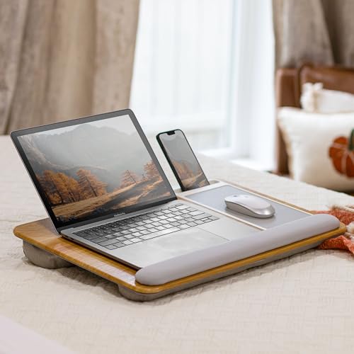LAPGEAR Home Office Pro Lap Desk with Wrist Rest, Mouse Pad, and Phone Holder - Oak Woodgrain - Fits up to 15.6 Inch Laptops - Style No. 91599 - color: Oak Woodgrain, size: Home Office Pro W/Wrist Rest
