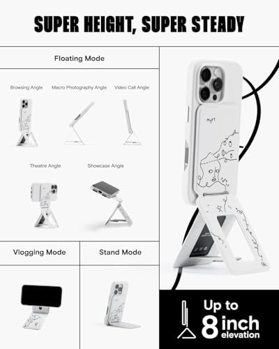 MOFT Phone Tripod Stand Selfie Stick x Shantell Martin for iPhone, Multi-Angles iPhone Stand, Lightweight & Portable Phone Holder, Strong Magnets, MOVAS Vegan Leather, Misty Cove (Without Card Slot) - color: Shantell Martin x Misty Cove x Without Card Slo