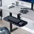 VIVO Clamp-on 23 x 10 inch Rotating Computer Keyboard and Mouse Tray, Extra Sturdy Desk Swivel Clamp, Ergonomic Typing, Black, MOUNT-KB04CB