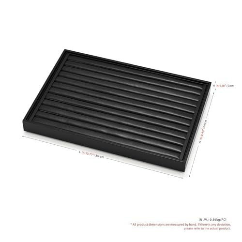 11 Slots PU Leather Jewelry Tray, Ring Display Tray, Earring Display Tray for Rings Earrings Coins Storage Display (Black) - color: Black, size: 11 Slot