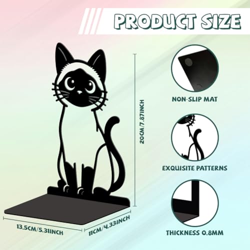 Peacoblue Metal Bookends for Shelves, Modern Decorative Heavy Duty Study Book Ends Stoppers for Office, Desk, Shelf, Room 5.3"x4.3"x7.9" Cast Iron Simple Tall Bookends 1 Pair (Siamese Cat) - style: Siamese Cat