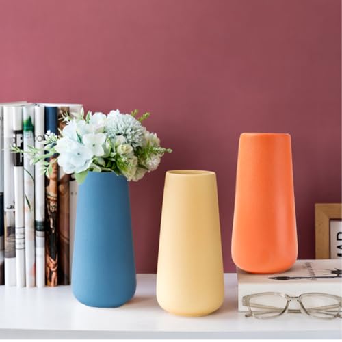 Orange Ceramic Vase, 7.7" H, Minimalist Modern Home Decoration, Matte Design for Fireplace Bedroom Kitchen Living Room Centerpieces Office Desk, Fit for Holding Dried Flowers, Fresh Flowers - color: Orange