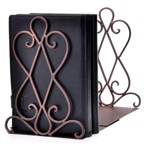 Artkingdome Book Ends Luxury Bookends, Retro Organizer Stand, Desk Holder Racks, School Heavy Liberary Bookshelf Decorative Bookend 1pair w/Padding Gift - color: Brown