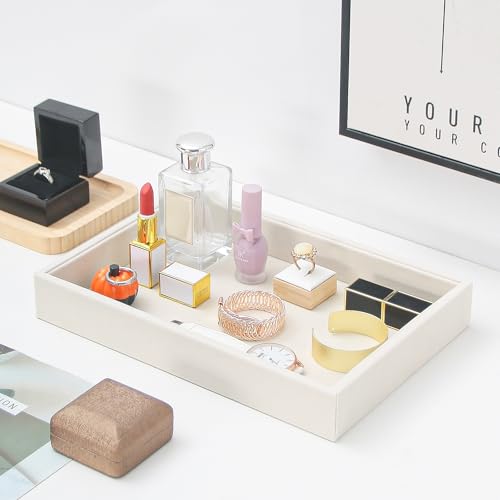 Bedside Organizer Tray, Desktop Storage Tray for Jewelry, Sunglass, Phone, Watch, Perfume,Lipstick, Nightstand Desk-top Catchall Tray, Multi-use Holder Tray for Desk Drawer (Beige 1Grid) - color: Beige Velvet, size: 1 Grid