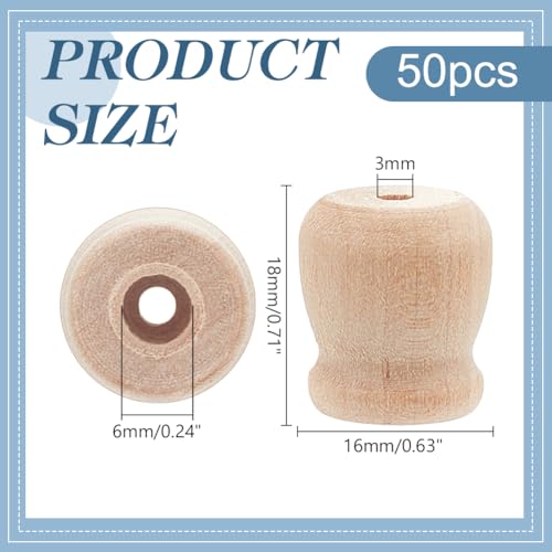 PH PandaHall 50pcs Wood Candle Holders, Unfinished Wooden Candle Cups 3/4 Inch Tall with 1/4 Inch Hole Candlesticks Holders Wood Bean Pot Candle Cups Dowel Caps for Scroll Invitations Fireplace Decor