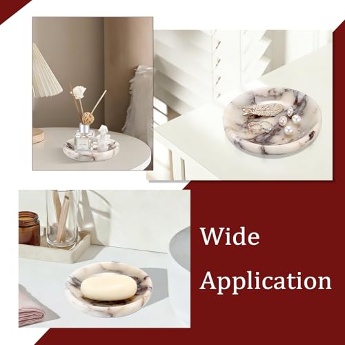 Hipiwe Decorative Key Holder for Entryway Table Round Key Bowl Marble Nightstand Organizer for Candle Jewelry Tray for Earrings Necklaces - color: Calacatta Viola, size: 5.5"
