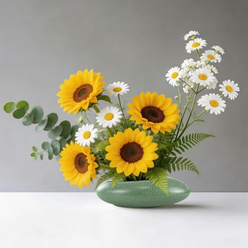 Flower Frog Vase Kit, Ikebana Arrangement Ceramic Bowl Flower Frog Water Drop Flower Pot Flower Arrangement Vase Kit (Green Large Size) - color: Green Large Size
