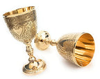 ALADEAN Vintage Chalice Medieval Goblet | 1x Solid Brass 6" Royal Wine Glass Cups 7oz - Renaissance Gifts Wedding Anniversary Novelty Ceremonial Drinkware Pack of 1pc (Roman Chalice) - style: Roman Chalice