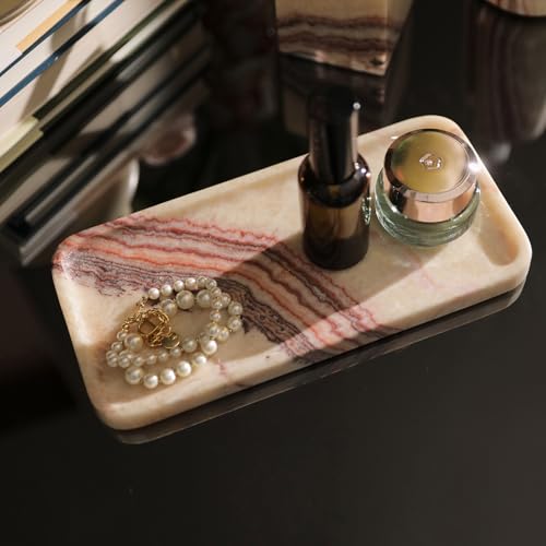 Natural Marble Jewelry Tray, Key Tray For Entryway Table, Jewelry Dish Trinket Tray for Home Décor, Ring Holder for Women Gift - color: Bohemian