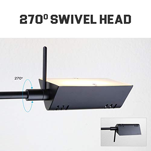 O’Bright Dimmable LED Pharmacy Floor Lamp, 12W LED, Full Range Dimming, 360 Degree Swing Arms, Adjustable Heights, Standing Lamp for Reading, Sewing, and Craft, ETL Listed (Black) - color: Black