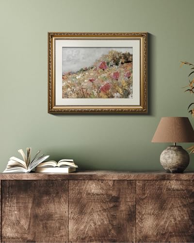 VIYYIEA Gold Framed Wall Art Canvas Print Home Decor Flower Art Vintage Botanical Print Rustic Farmhouse Wall Decor Mid Century Modern Art Coastal Print Floral Room Decor Wall Pictures Bedroom 13x16in - color: Blossom, size: 16"L x 13"W