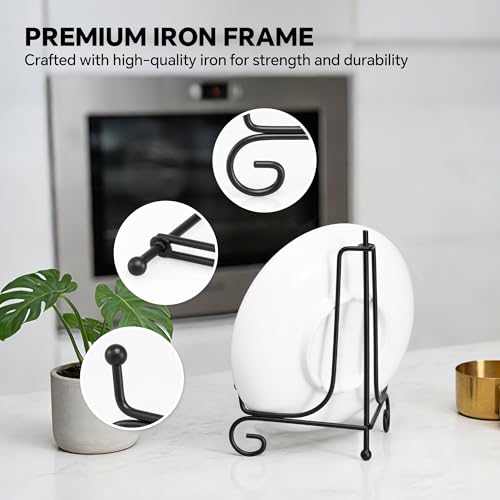 (4 pack)Iron Display Stand, Black Iron Easel Plate Display Photo Holder Stand, Displays Picture Frames, Decorative Plates, Tablets and Art 4 Inch - color: Black, size: 4 inch (4 pack)