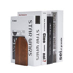 Pandapark Wood Bookends,Non-Skid Bookend for Shelves,Heavy Duty Bookends,Book Stand for Books/CDs,1 Pair - color: Black Walnut-b