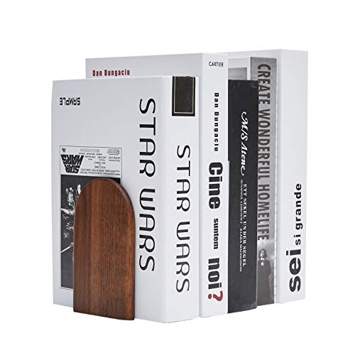 Pandapark Wood Bookends,Non-Skid Bookend for Shelves,Heavy Duty Bookends,Book Stand for Books/CDs,1 Pair - color: Black Walnut-b