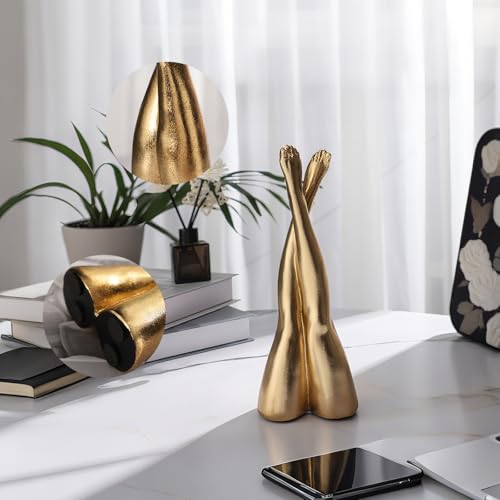 Golden Legs Sculpture Elegant Resin Home Decor Legs Statues Versatile Indoor/Outdoor Ornament, Bedroom, Office Desktop, Cabinets, Perfect (Straight Leg) - color: Straight Leg