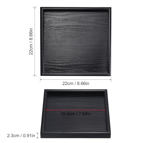 PATIKIL Wood Serving Tray 9 Inch, Square Decorative Platter for Home Decor Kitchen Table Candle Holder, Black - size: 9 Inch