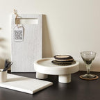 Santa Barbara Design Studio Marble Serving Tray Stone Round Footed Tray, 10" Dia x 3.5" H, White