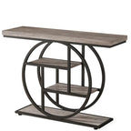 Tribesigns 41.3" Console Table, Industrial 4-Tier Sofa Table Entryway Table with Circle Base, Narrow Wood Accent Tables with Storage Shelves for Living Room, Hallway, Foyer, Gray | Industrial, Sofa Table, Entryway Table, Narrow, Accent Tables, Storage She