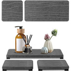 3PCS Water Absorbing Stone Tray, Fast Drying Stone Sink Tray, Stones Soap Trays, Water Absorbent Diatomite Trays, Diatomite Coasters for Kitchen Sink Bathroom Counter, Hand Soap Dish & Holders - color: 1pcs 21×10cm + 2pcs 10×10cm Dark Gray Wave
