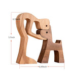 Men and Dog Figurines Decorativa Wooden Gift Home Décor Accents,Wood Sculpture Puppy and Human Statue Figurine Office Home Decor Sculpture,Wooden Puppy Figurines for Dog Lovers