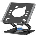 Aoviho Tablet Stand 360° Rotating Aluminum Holder, Adjustable, Portable and Foldable Monitors Stand for iPads, Compatible with 4-12.9" Tablets, Ink Black - color: Ink Black