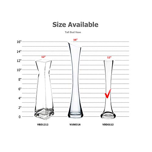 WGV Gathering Bud Vase, Width 3.3", Height 12", Clear Tall Standard Concaved Hurricane Glass Floral Container Centerpiece Planter for Wedding Party Event Home Office Decor, 1 Piece - size: 3.3"x12"H Gathering
