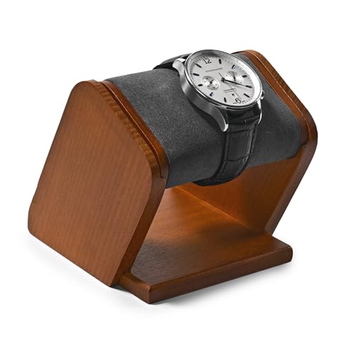 Oirlv Solid Wood Single Watch Display Stand Grey Watch Holder for Men and Women - color: Grey