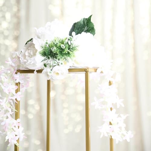 Efavormart 2 Pack 16" Matte Gold Wedding Flower Stand Metal Vase Column Stand Geometric Centerpiece Vase - color: Gold, size: 2 Pack 16''