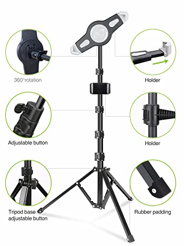 Elitehood iPad Tripod Stand, 65 Inch Height Adjustable Stand Holder with 360 Rotating Floor Tripod for 9.5-14.5 Inch Tablets - size: 9.5-14.5 inch