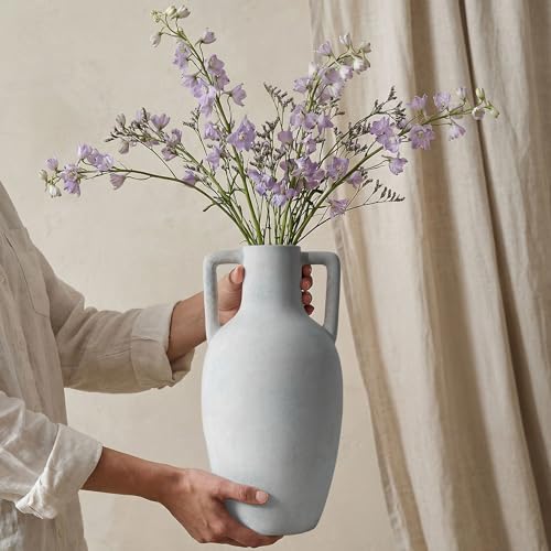 Flower Vase with Handles, 12.8 inch Tall Ceramic Vase Farmhouse Rustic Vases Decorative Pottery Vases for Home Decor Living Room Table Bookshelf Centerpiece Bouquet Wedding Fireplace (White) - color: C-12.8"h-white