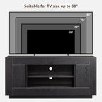 OKD Modern 70" TV Stand, Entertainment Center for TVs Up to 80", Media Console with Large Open Storage & Side Cabinets, Thick Wood Design for Living Room, Black Oak - color: Black Oak