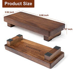 Walnut Wood Pedestal Stand, Wood Riser for Kitchen Counter Farmhouse Decor, Rectangle Wooden Display Tray for Bathroom Home Kitchen (Small, 9 x 3.9 x1.57Inch) - size: Small & 9*3.9*1.57‘’