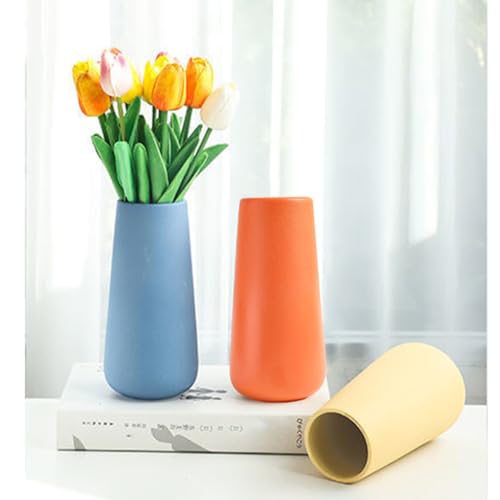 Orange Ceramic Vase, 7.7" H, Minimalist Modern Home Decoration, Matte Design for Fireplace Bedroom Kitchen Living Room Centerpieces Office Desk, Fit for Holding Dried Flowers, Fresh Flowers - color: Orange