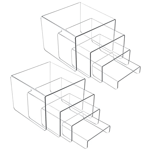 MerryNine Acrylic Risers 8 Pcs, Clear Risers Display Stand, Acrylic Display Risers, Risers for Display for Cupcakes, Figures, Retail, Collectible Figures, Cosmetics, Collectibles Display, Square