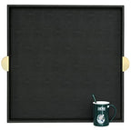 HofferRuffer Extra Large Square Serving Tray, Elegant Faux Leather Ottoman Tray with Gold Hardware Handles, Serve Tea, Coffee or Breakfast in Bed, 23.6 x 23.6 inches, Black Large Square - color: Black, size: 23.6" x 23.6" x 2"