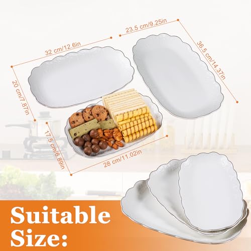 Kassel Ceramic Serving Platter Set | 14”/12”/10” Oval Serving Trays for Entertaining at Parties and Weddings | Oven Safe Large Serving Trays for Tacos, Steak, and Cake - size: Small Oval {14”/12”/10”}