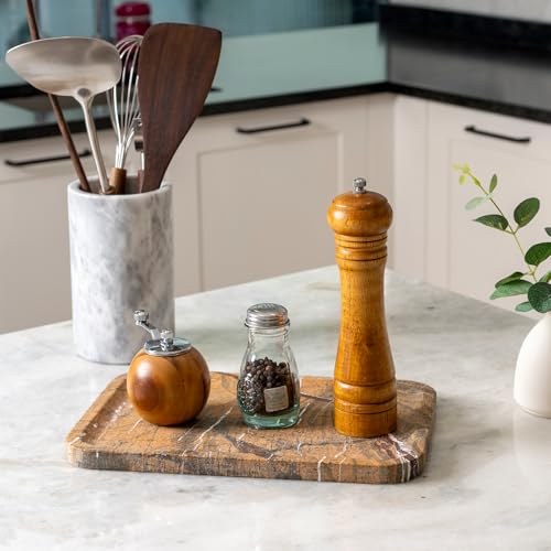 Koville Marble Tray, 12"x8" Natural Marble Vanity Tray for Countertop Bathroom Kitchen Dresser, Decorative Catchall Trays for Perfume Jewelry, Rectangular Stone Serving Tray(Rainforest Gold) - color: Rainforest Gold