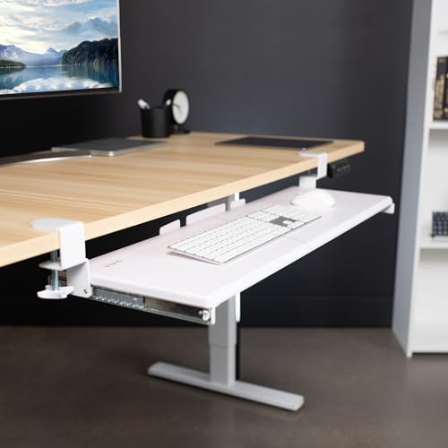 VIVO Extra Long Clamp-on Computer Keyboard and Mouse Under Desk Slider Tray, 34 x 11 inch Pull Out Platform Drawer, White, MOUNT-KB15EW - color: White, size: 34 inch