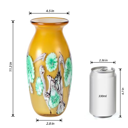 KAMMAK Colored Glass Vase, Beautiful Hand Blown Decorative Vase, Modern Art Vase for Flower Mantle Dining Table Centerpiece, Entryway Living Room Wedding Decoration (JG2069) - style: JG02069