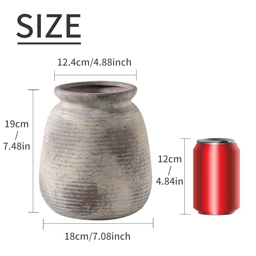 Ceramic Flower Vase, 7.48" Rustic Vases Home Decor Farmhouse Vintage Pampas Decorative Pottery Clay Vases for Table Living Room Bookshelf Entryway Kitchen Bathroom Bedroom - color: 7.5“ H - Rustic