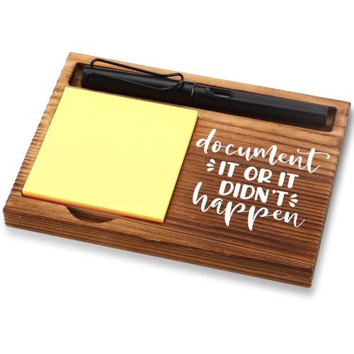 FOUGSTA Funny Office Gifts for Nurse, Gag Office Gifts for Nurse, Funny Office Decor Gifts for Nurse,Wooden Notepad Pen Holder With Funny Quotes,16.5 x 12 x 1.5 cm,XXN13 - style: document it