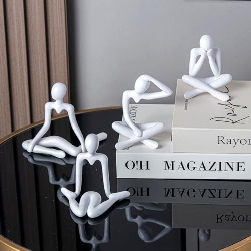 Artistic Abstract Thinking Figure Sculpture Ornament Home Decors for Living Room or Tabletop Display Abstract Art Ornament - color: Black, size: E