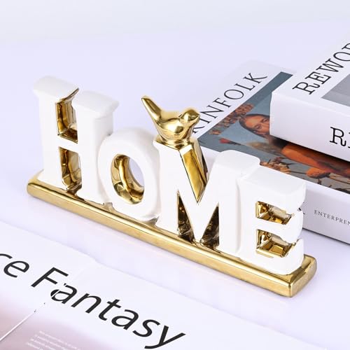 XMGZQ White and Gold Decor for Living Room Bedroom Bookshelf Coffe Table, Home Sign Aesthetic Statues Boho Wedding Accents Decorations, Knick Knacks Home Decor for Shelves,Living Room,Bedroom,Desktop - color: White+gold, style: Home
