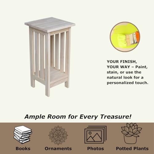 International Concepts Mission Plant Stand, 24-Inch High, Solid Parawood, Unfinished - size: 24 Inch