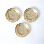 Shubhkart Solid Brass Decorative Nakshi Plate Set for Puja, Decoration & Diwali Gifting (Medium 9.5 cm, Pack of 3, Solid Brass) - size: Medium (Pack of 3)