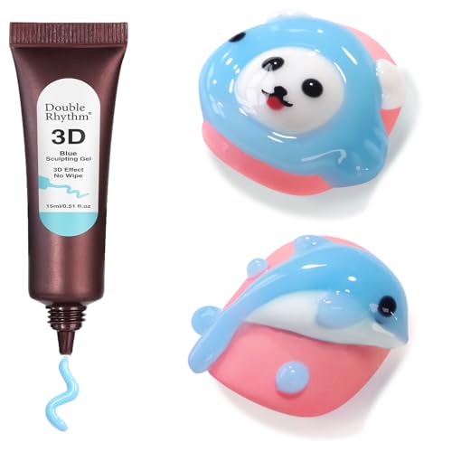 Double Rhythm 0.5 Oz 3D Nail Gel Nail Art Sculpting Gel No Wipe Gel Polish for Nail Designs DIY Nail Art for Drawing, Molding, Sculpture and Decoration (3D Sculpting Gel Blue) - color: Blue