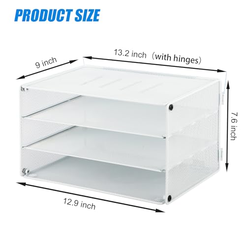 EASEPRES 3 Tier Mesh Desk Organizer Tray, Desktop Mail File Paper Letter Folder Holder Sorter Organization Rack Storage Accessories for Office Home School Classroom, White - color: 3 Tier White